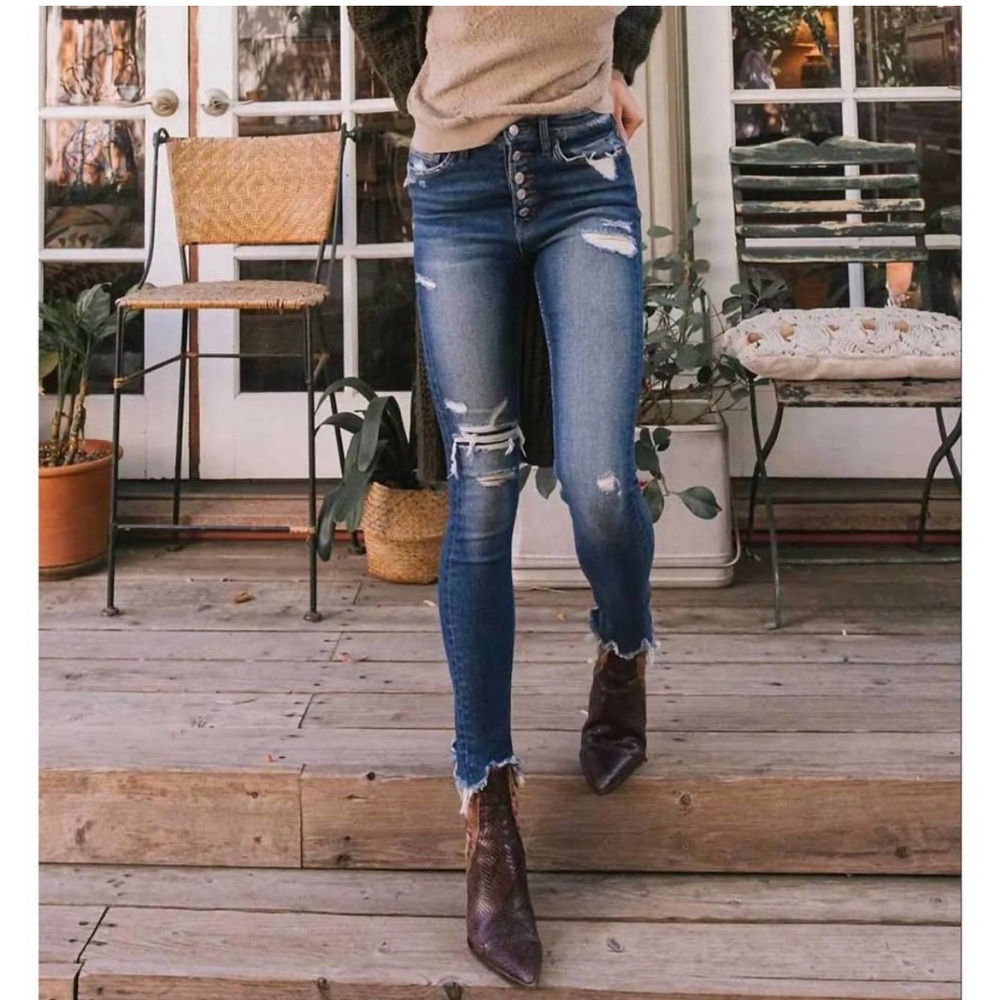 VERVET BY FLYING MONKEY Haylie split frayed ankle skinny jean size 29